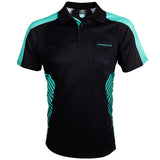 Harrows Vivid Jade and Black Dart Shirt front view image showing the complete shirt design, colours, and styling details