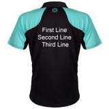 Harrows Vivid Jade and Black Dart Shirt image highlighting available name and customisation options