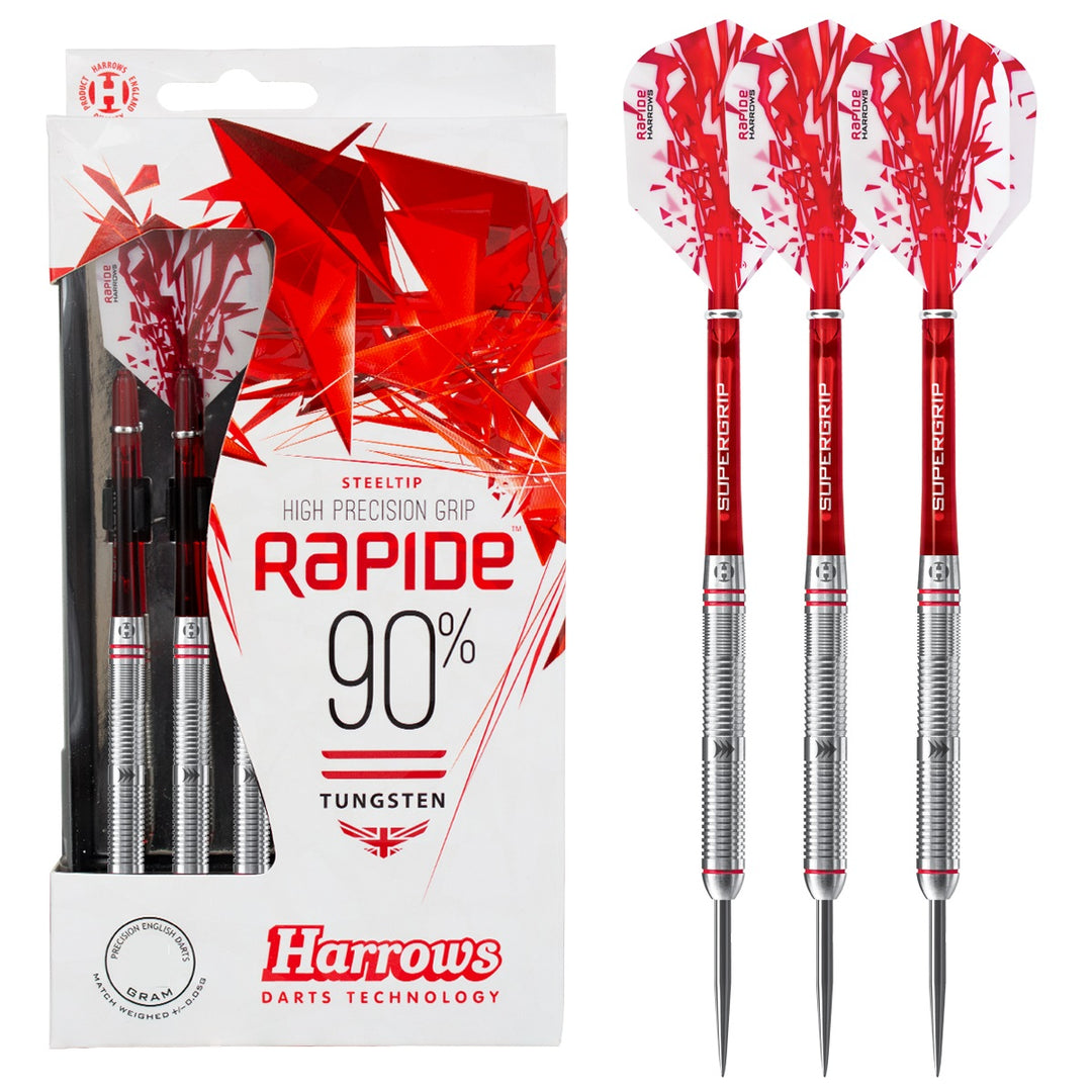 Harrows Rapide 90% Tungsten Steel Tip Darts - Style A - Ringed
