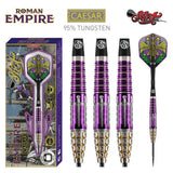 Roman Empire Caesar Steel Tip Darts main product image showing the darts, packaging, flights, shafts, and included accessories