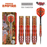 Roman Empire Centurion Steel Tip Darts main product image showing the darts, packaging, flights, shafts, and included accessories