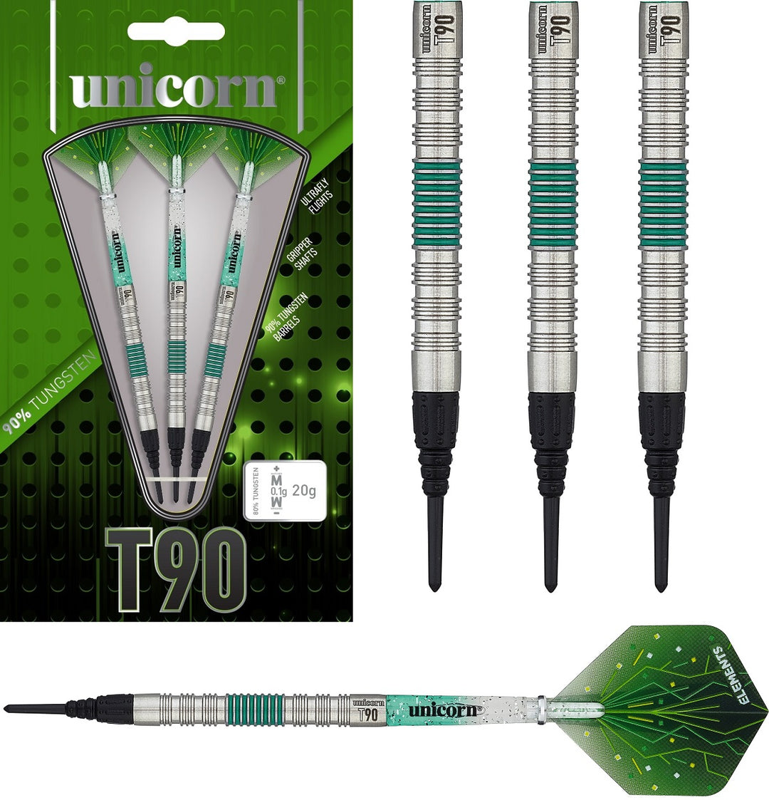 Unicorn T90 Core XL Green 90% Tungsten Soft Tip Darts