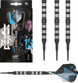 Phil Taylor Power Series Black Soft Tip Darts main product image showing the darts, packaging, flights, shafts, and included accessories