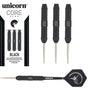 Core Plus Black Brass Steel Tip Darts main product image showing the darts, packaging, flights, shafts, and included accessories