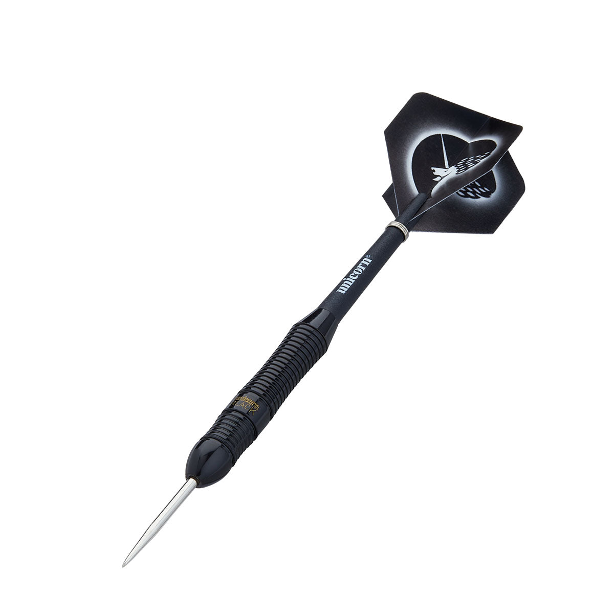 Core Plus Black Brass Style 1 Steel Tip Darts angled product image displaying the barrel profile, grip layout, and design features