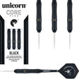 Core Plus Black Brass Style 1 Steel Tip Darts main product image showing the darts, packaging, flights, shafts, and included accessories