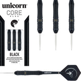 Core Plus Black Brass Style 1 Steel Tip Darts main product image showing the darts, packaging, flights, shafts, and included accessories