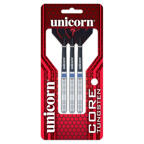 Core Tungsten Style 1 Steel Tip Darts main product image showing the darts, packaging, flights, shafts, and included accessories