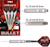 Gary Anderson Bullet Stainless Steel Tip Darts main product image showing the darts, packaging, flights, shafts, and included accessories