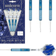 Gary Anderson Silver Star Blue Steel Tip Darts main product image showing the darts, packaging, flights, shafts, and included accessories