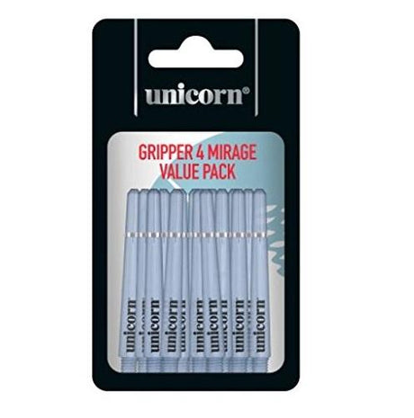 Unicorn Gripper 4 Mirage Blue Value Pack Ring Grip Dart Stems Shafts main product image showing the dart stems and retail packaging