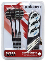 MM300 Steel Tip Darts main product image showing the darts, packaging, flights, shafts, and included accessories