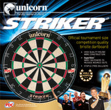 Unicorn Striker Dartboard outer box image showing the retail packaging and branding