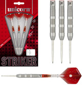 Striker Type 3 Steel Tip Darts main product image showing the darts, packaging, flights, shafts, and included accessories