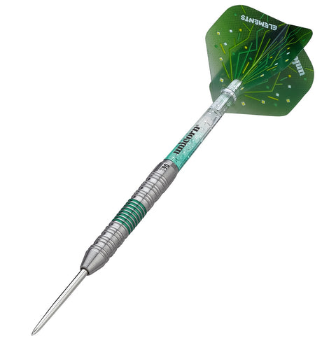 T90 Type 2 Core XL Green Steel Tip Darts angled product image displaying the barrel profile, grip layout, and design features