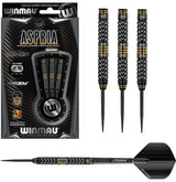 Aspria Dual Density Straight Barrel Steel Tip Darts main product image showing the darts, packaging, flights, shafts, and included accessories