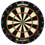 Winmau Blade 6 Carbon Triple Core Dartboard main product image showing the dartboard and product contents