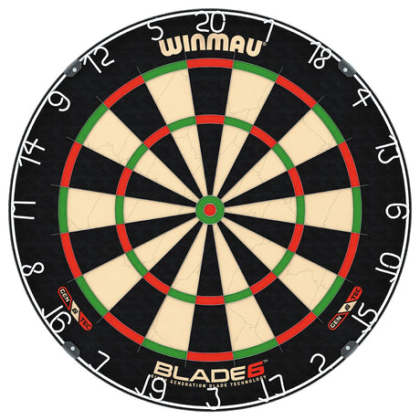 Winmau Blade 6 Dartboard main product image showing the dartboard and product contents