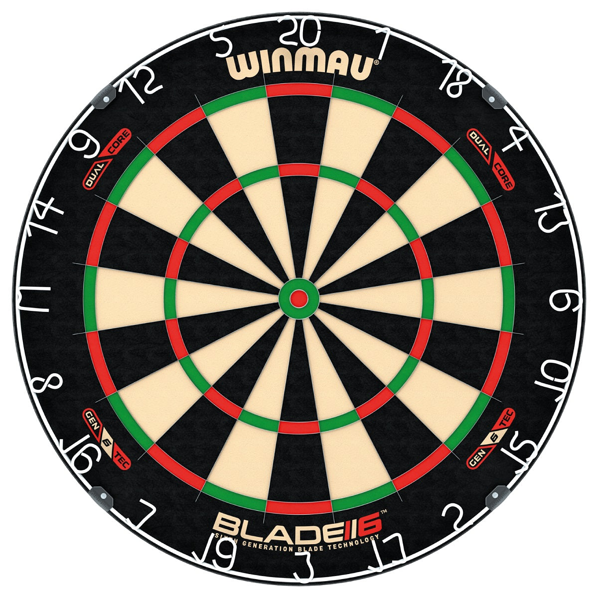 Winmau Blade 6 Dual Core Dartboard main product image showing the dartboard and product contents