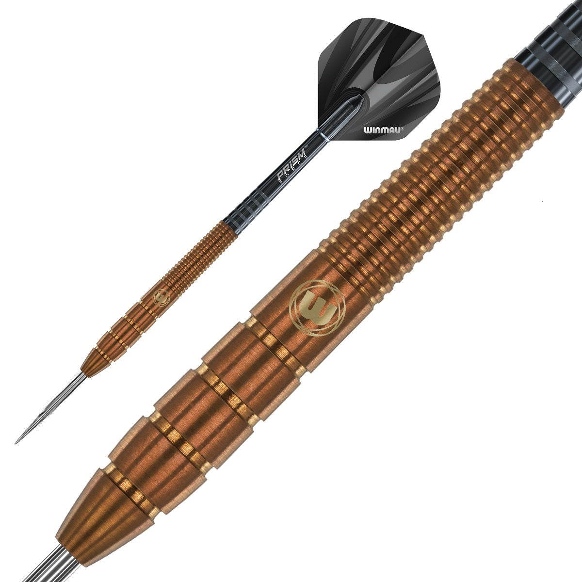 Darren Herewini Steel Tip Darts close up image showing detailed grip patterns, machining, coating, and precision craftsmanship