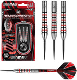 Dennis Priestley Steel Tip Darts main product image showing the darts, packaging, flights, shafts, and included accessories