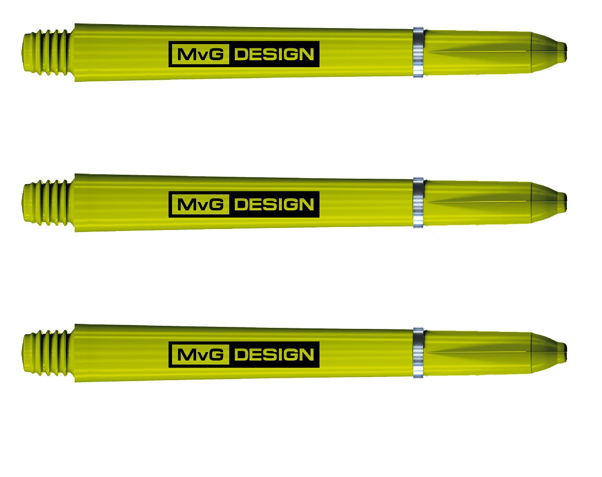 Michael Van Gerwen Signature Nylon Dart Stems Green main product image showing the stems, packaging, and included contents
