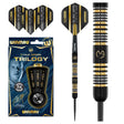 MVG Trilogy Steel Tip Darts main product image showing the darts, packaging, flights, shafts, and included accessories