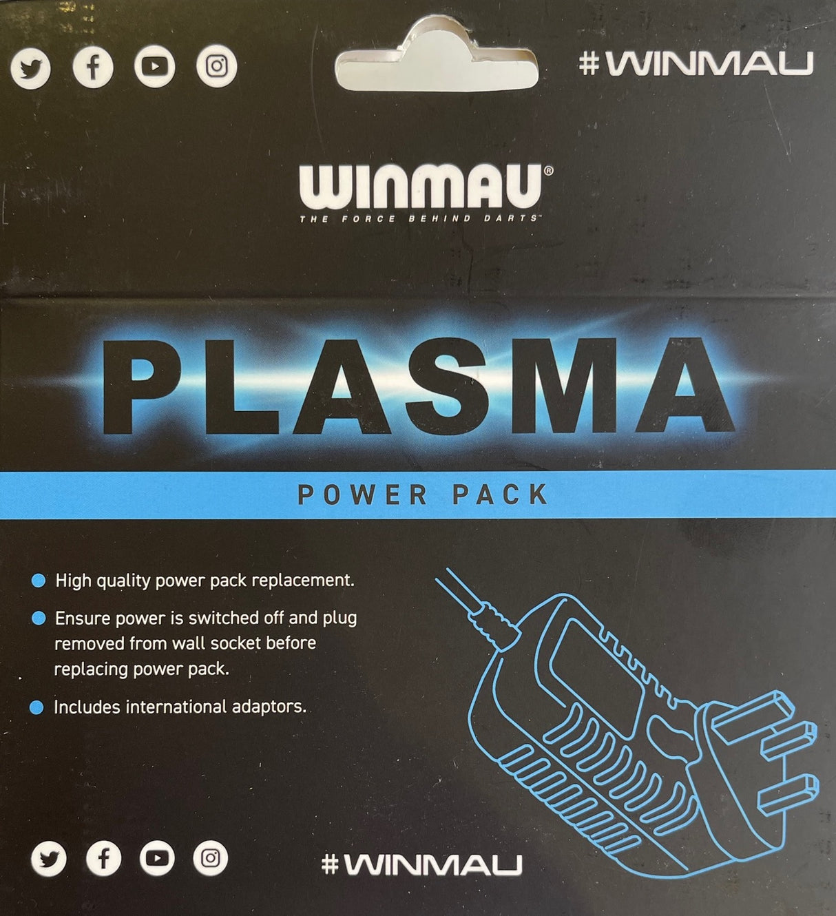 Winmau Plasma Replacement Power Pack main product image showing the replacement power pack and included contents
