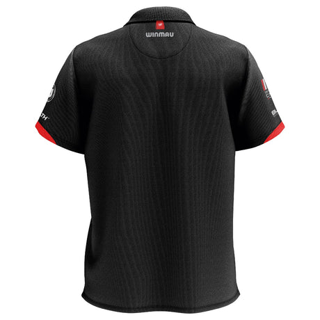 Winmau Pro Line Polo Blade 6 Dart Shirt rear view image showing the back design and shirt styling