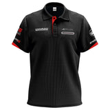 Winmau Pro Line Polo Blade 6 Dart Shirt front view image showing the complete shirt design, colours, and sponsor branding