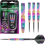 Simon Whitlock Urban Grip Steel Tip Darts main product image showing the darts, packaging, flights, shafts, and included accessories