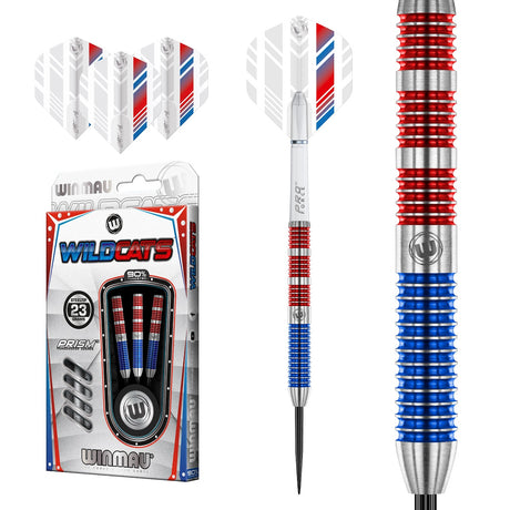 Wildcats Steel Tip Darts main product image showing the darts, packaging, flights, shafts, and included accessories